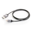 CABSTONE Lightning iPhone charge/sync cable, black-silver, 8pin - USB A M/M, 3m