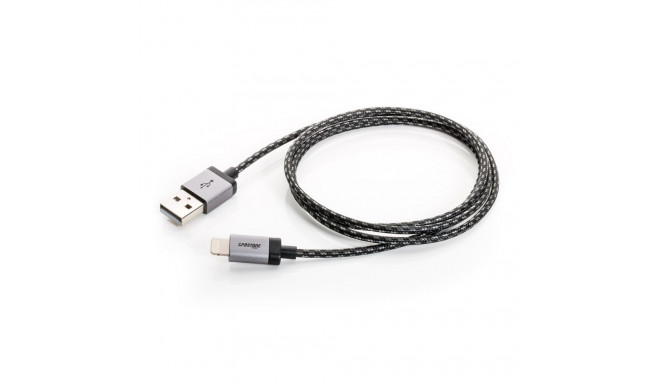CABSTONE Lightning iPhone charge/sync cable, black-silver, 8pin - USB A M/M, 3m