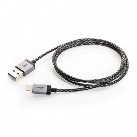 CABSTONE Lightning iPhone charge/sync cable, black-silver, 8pin - USB A M/M, 0.3m