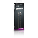 CABSTONE Lightning iPhone charge/sync cable, black-silver, 8pin - USB A M/M, 0.3m
