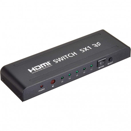 PremiumCord HDMI switch 5:1 metal with remote control and power adapter