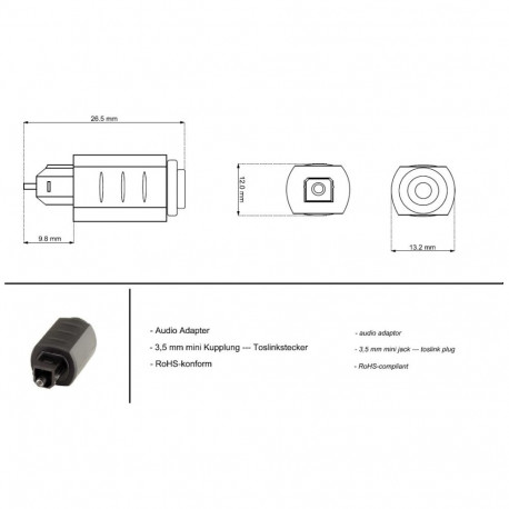 PremiumCord Adapter Optical Jack 3.5 mm female - Toslink male