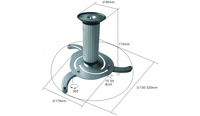 Beamerflex silverwith variable ceiling level, white color