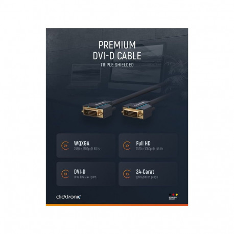 ClickTronic HQ OFC cable DVI-D(24+1) male  DVI-D(24+1) male Dual Link, 7,5m
