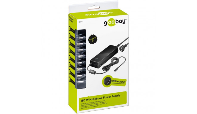 goobay Power adapter 150W for notebooks 230V na 12-24V Max.8.5A s USB