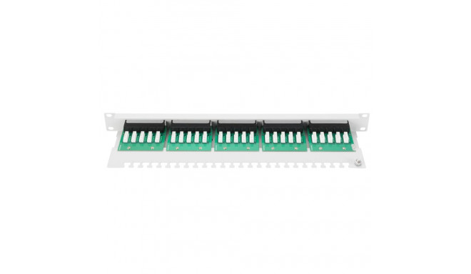 DIGITUS CAT3 ISDN patch panel, unshielded, 25-port RJ45, 8P4C, LSA, 1U, Rack Mount Color grey RAL 70