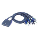 ATEN 4-port KVM USB mini, audio, 0,9m integrated cables