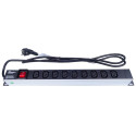 PremiumCord Power distribution Unit for 19" Racku 1U, 9xIEC (C13), 2m cable,switch