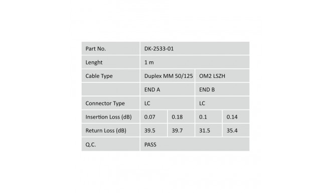 DIGITUS Fiber Optic Patch Cord, LC to LC Multimode 50/125 µ, Duplex Length 3m