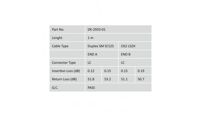 DIGITUS Fiber Optic Patch Cord, LC to LC Singlemode 09/125 µ, Duplex Length 10m