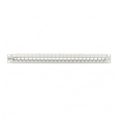 DIGITUS Patch Panel, Blank, 24 Port, Unit Heigth, with blanck panel, grey color 7035 Color grey RAL 