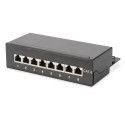 DIGITUS Desktop CAT 6 patch panel, shielded8-port RJ45, 8P8C, LSA Color black RAL 9005