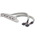 PremiumCord adapter 4xUSB - 2x10pin IDC F/F 0,25m