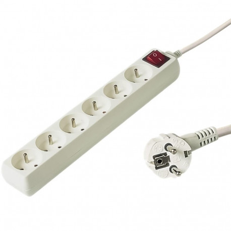 PremiumCord Power Strip 230V 2m 6 outlets, power switch