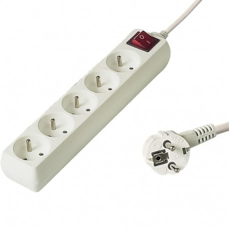 PremiumCord Power Strip 230V 3m 5 outlets, power switch
