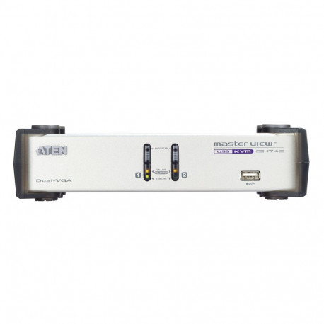 ATEN 2-port Dual View KVM USB, usb hub, audio, 1.2m cables
