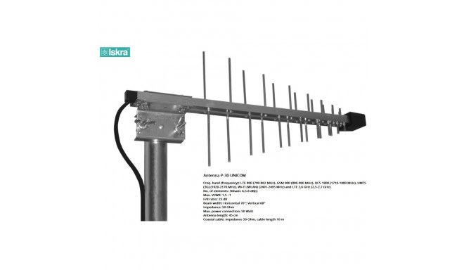 Antenna P-30 UNICOM H/V+H155 10m+SMA ISKRA Silver