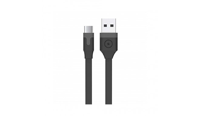 USB to Type-C Flat Cable 3A 2m By Muvit Black