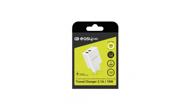 Travel Charger 2xUSB 2.1A/10W By Easycell White