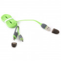 Platinet cable USB - microUSB/Lightning 1m, green (42872) (opened package)