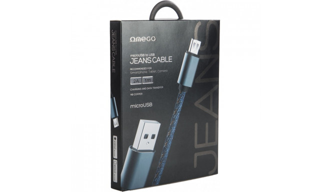 Omega kaabel microUSB Jeans 1m, sinine (44200) (avatud pakend)