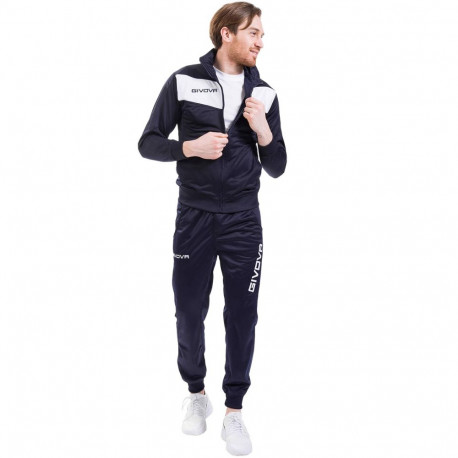 Givova spordidress Tuta Visa TR018 0403 XL triatsetaat, tumesinine-valge
