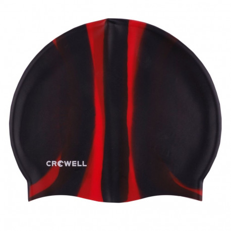 Crowell ujumismüts Multi Flame kol.02 silikoonist, must-punane
