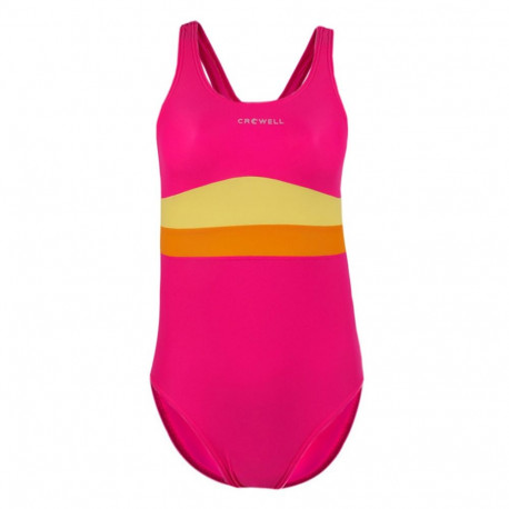 Kostium kąpielowy dla dziewczynki Crowell Swan kol.04 różowo-pomarańczowo-żółty  158cm