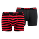 Bokserki męskie Puma Stripe 1515 Boxer 2P czerwone czarne 907433 05/591015001 786 S