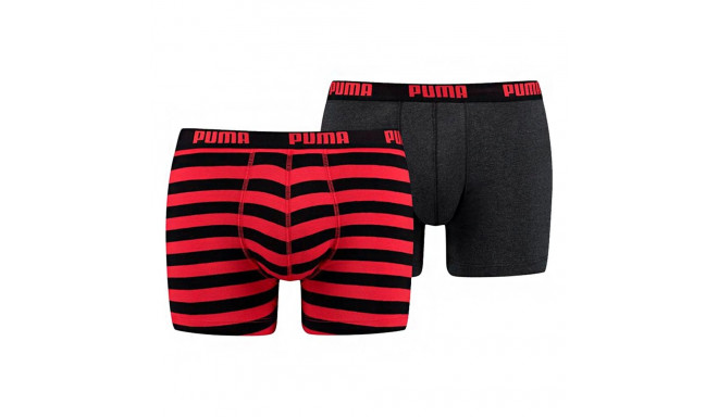 Bokserki męskie Puma Stripe 1515 Boxer 2P czerwone czarne 907433 05/591015001 786 S