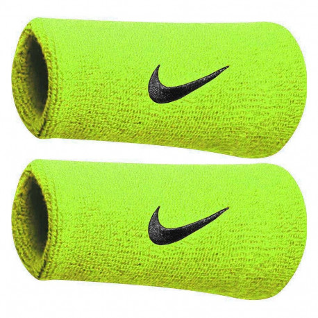 Frotka na rękę szeroka Nike Swoosh Doublewide Wristbands limonkowe 2szt NNN05710