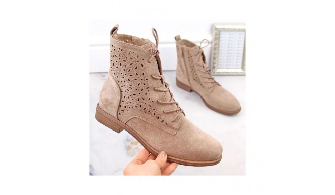 S.Barski W OLI244 beige suede ankle boots (36)