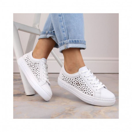 Rieker W RKR641 leather comfort shoes white (38)
