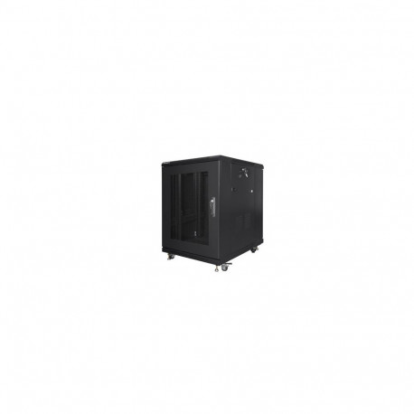 RACK CABINET 19" FREE-STANDING 15U/600X800 (FLAT PACK) WITH MESH DOOR BLACK LANBERG