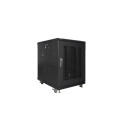 RACK CABINET 19" FREE-STANDING 15U/600X800 (FLAT PACK) WITH MESH DOOR BLACK LANBERG