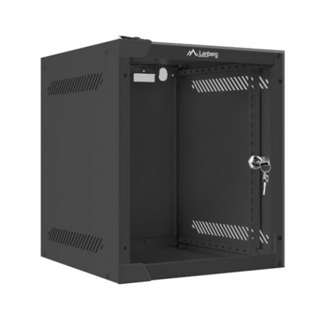 RACK CABINET 10" WALL-MOUNT 6U/280X310 (FLAT PACK) WITH GLASS DOOR BLACK LANBERG