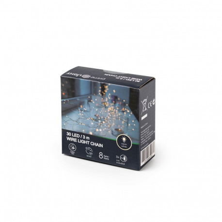 Prime Light valgustraat 30LED, 3m, soe valge, taimer/8 funktsiooni