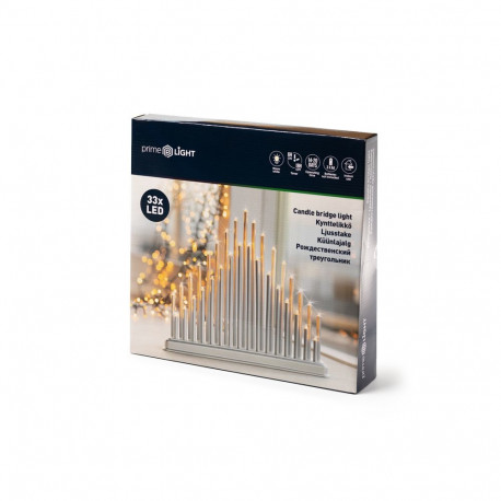 Prime Light küünlajalg 33LED, patareitoitel, hõbedane