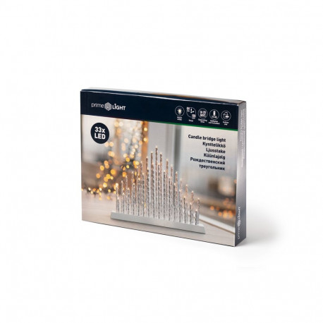 Prime Light küünlajalg 33LED, patareitoitel, silver-twisted