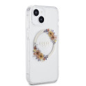 Guess PC|TPU Flowers Ring Glossy Logo MagSafe Kaane iPhone 13 läbipaistev