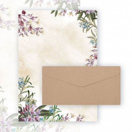 Komplekt - kirjablanketid 20lk + DL ümbrikud 10tk - Umbria Dark Beige