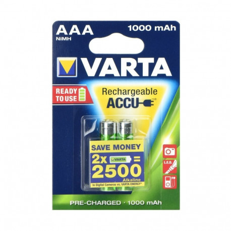 VARTA rechargeable battery R3 (AAA) 1000 mAh ready to use 2 pcs