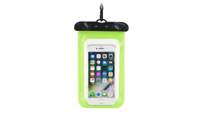 Waterproof bag for mobile phone with plastic closing green