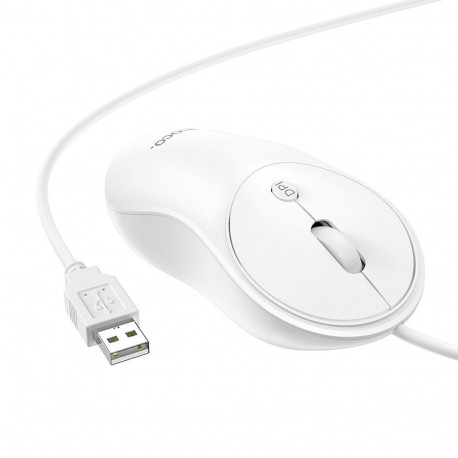 Wire mouse Hoco USB A 1600 dpi GM13 white