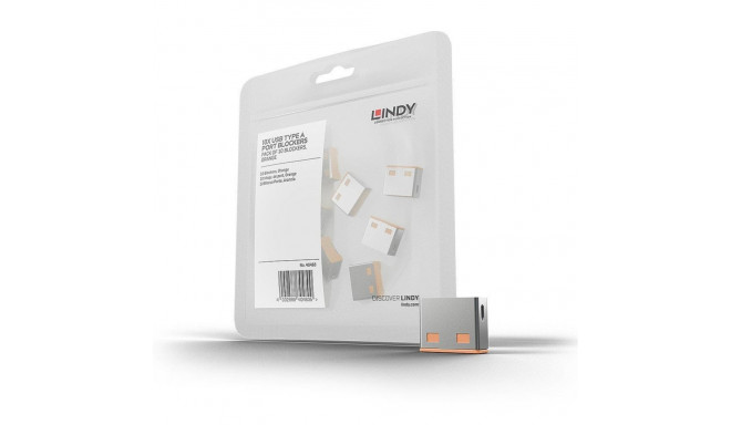 LINDY USB PORT BLOCKER 10PACK/ORANGE 40463