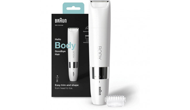Braun Body Mini Trimmer BS1000 Number of power levels 1, Wet&Dry, White