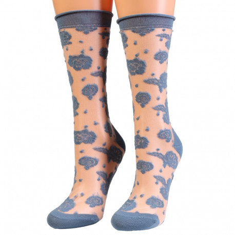 SOKISAHTEL KATHERINE sinised lillelised õhukesed sokid 444