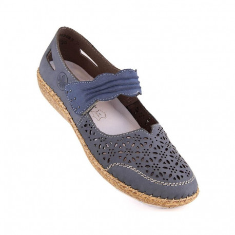 Rieker W RKR648 blue openwork leather shoes (38)