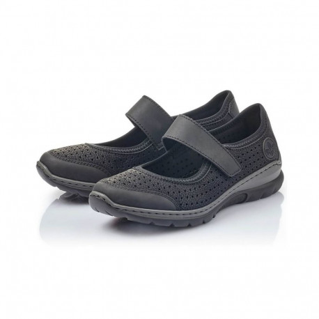 Comfortable Rieker W RKR575 openwork shoes, black (42)