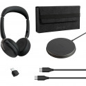 Jabra Evolve2 65 Flex Duo WLC, with charging pad, headset (black, stereo, UC, USB-C, Link380c)